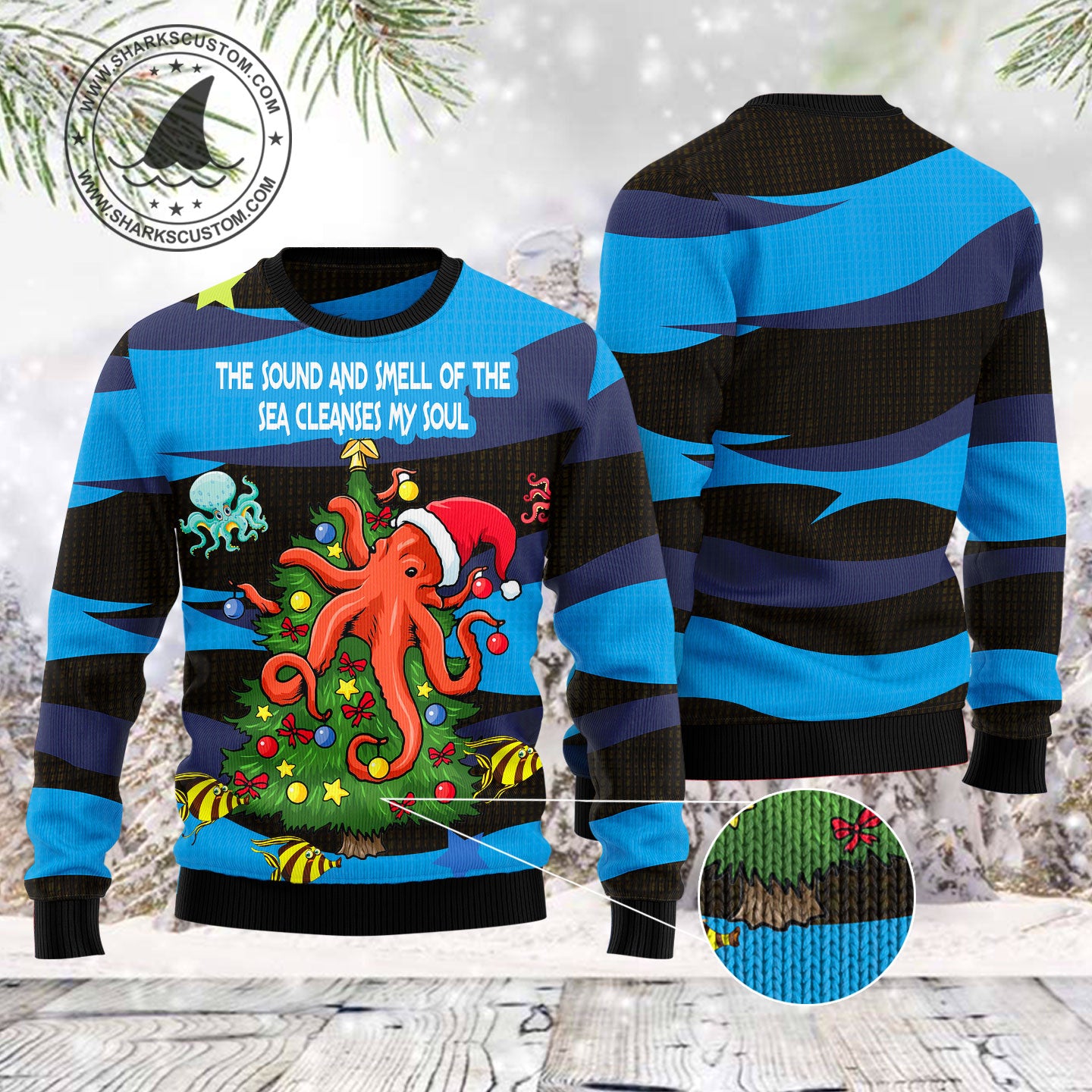 Octopus Soul T3011 unisex womens & mens, couples matching, friends, funny family ugly christmas holiday sweater gifts (plus size available)