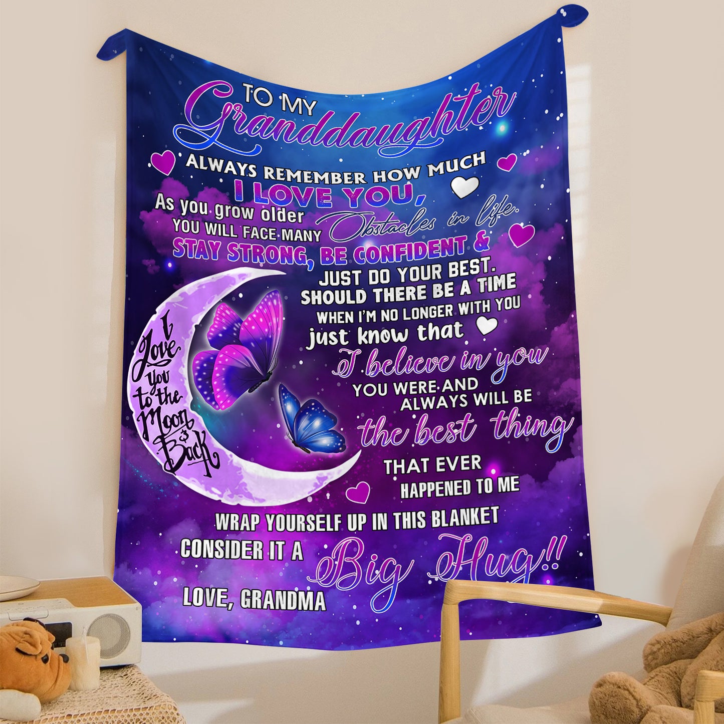 To My Granddaughter Remember How Much I Love You Fleece Blanket