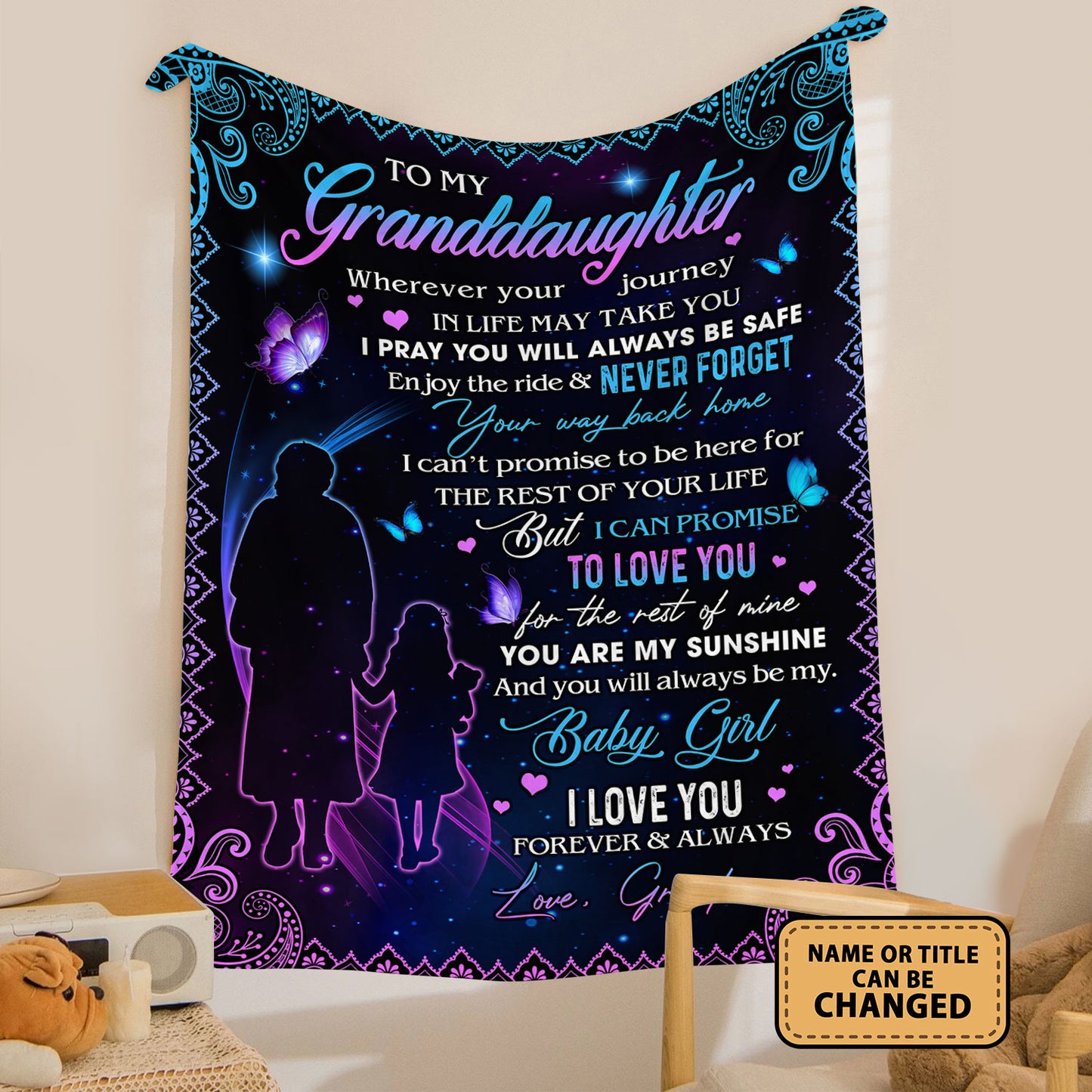 To My Granddaughter You Are My Sunshine Fleece Blanket