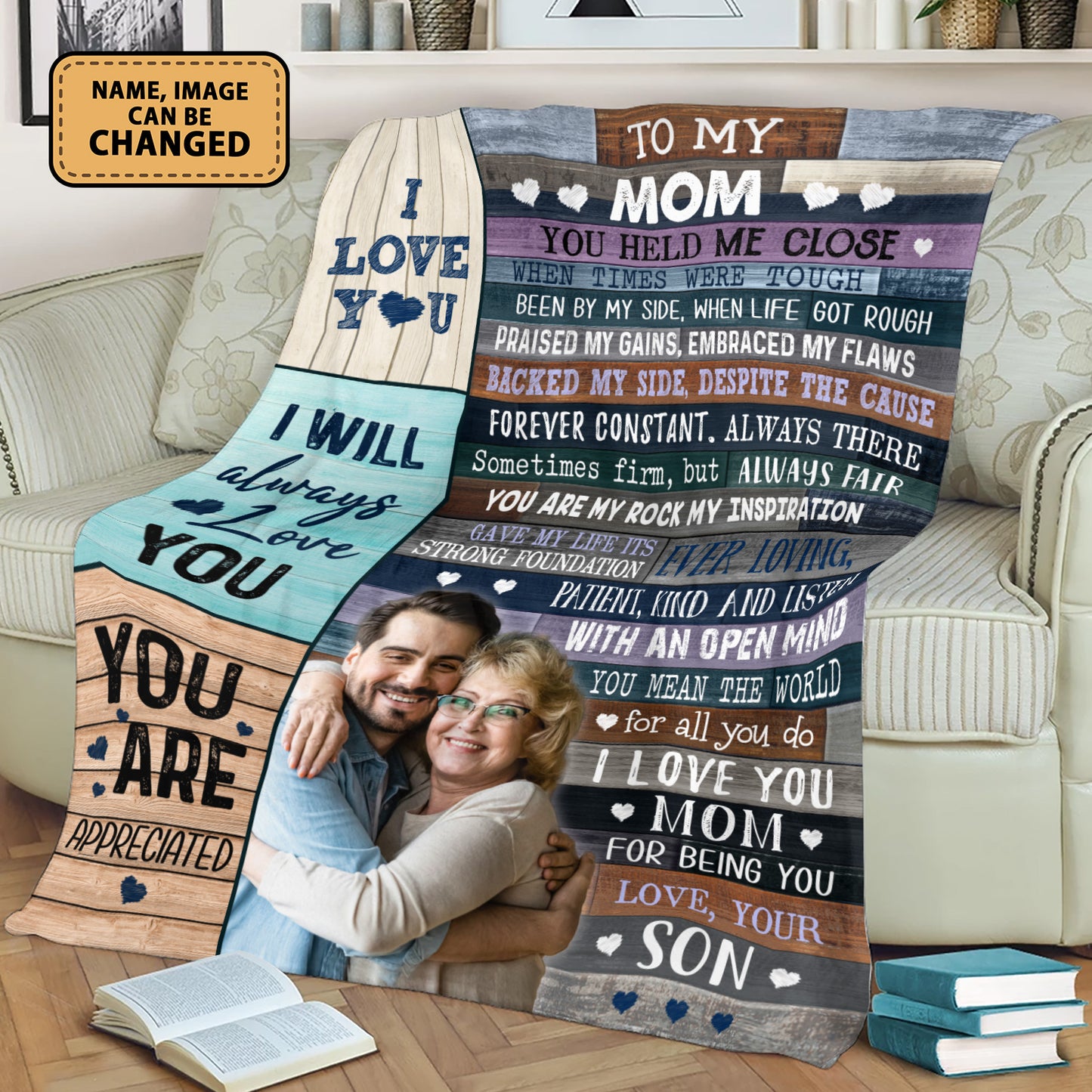 To My Mom You Held Me Close Custom Image Fleece Blanket