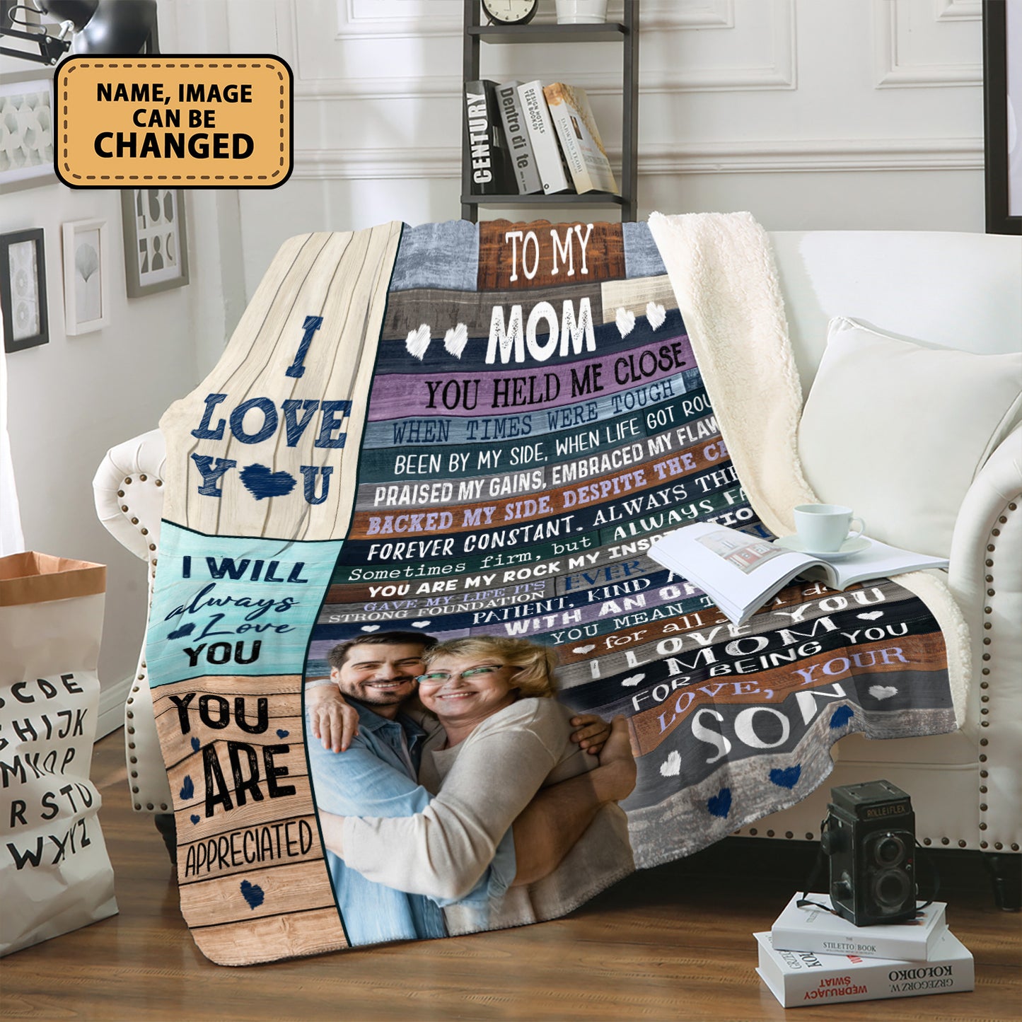 To My Mom You Held Me Close Custom Image Fleece Blanket