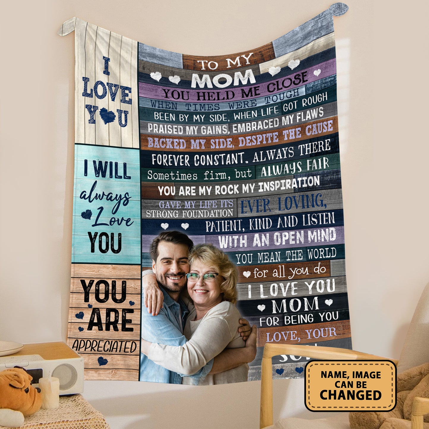 To My Mom You Held Me Close Custom Image Fleece Blanket