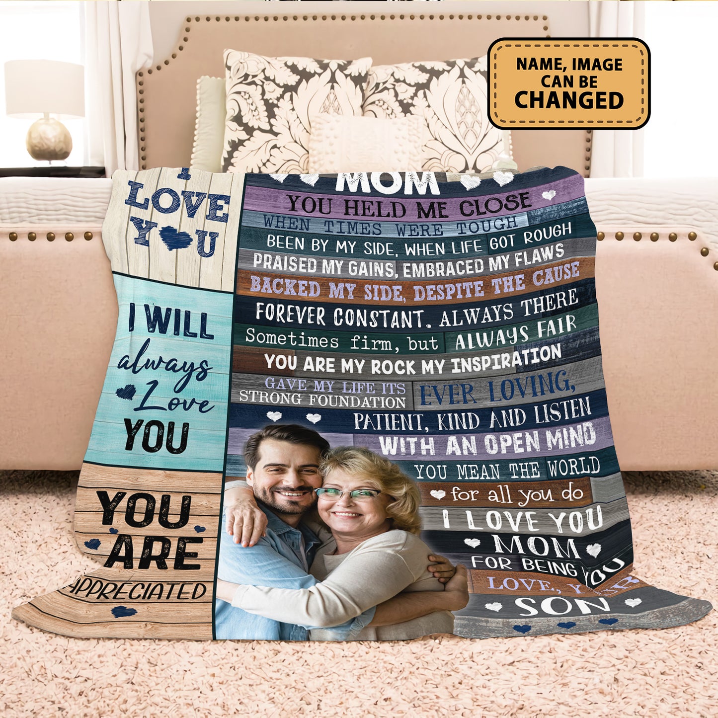 To My Mom You Held Me Close Custom Image Fleece Blanket