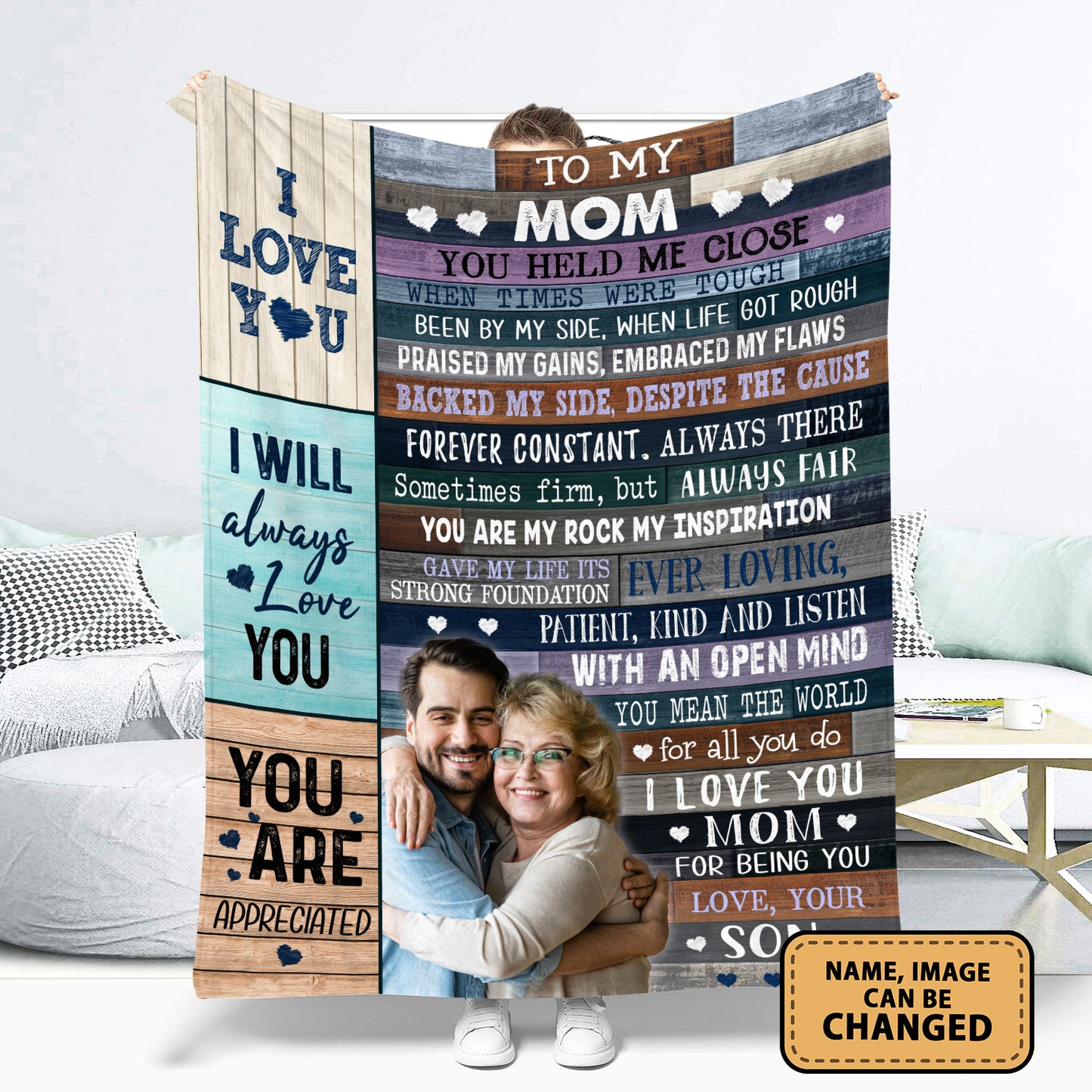 To My Mom You Held Me Close Custom Image Fleece Blanket