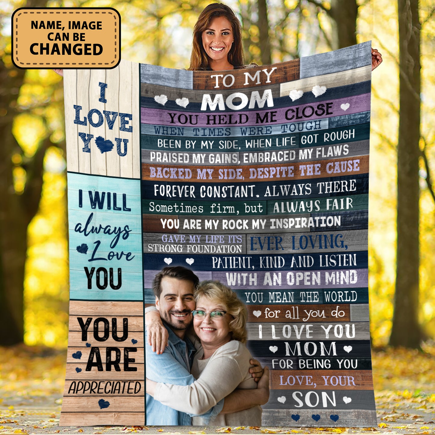 To My Mom You Held Me Close Custom Image Fleece Blanket