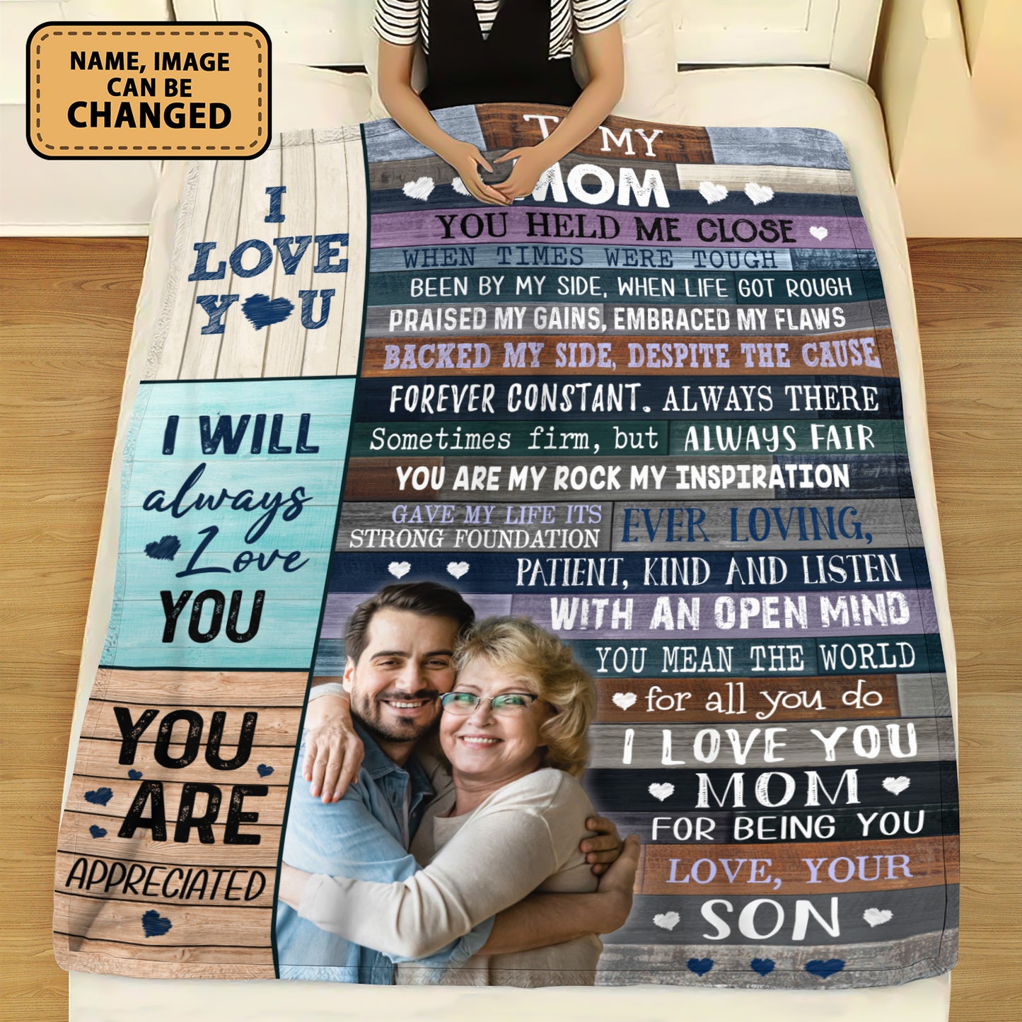 To My Mom You Held Me Close Custom Image Fleece Blanket