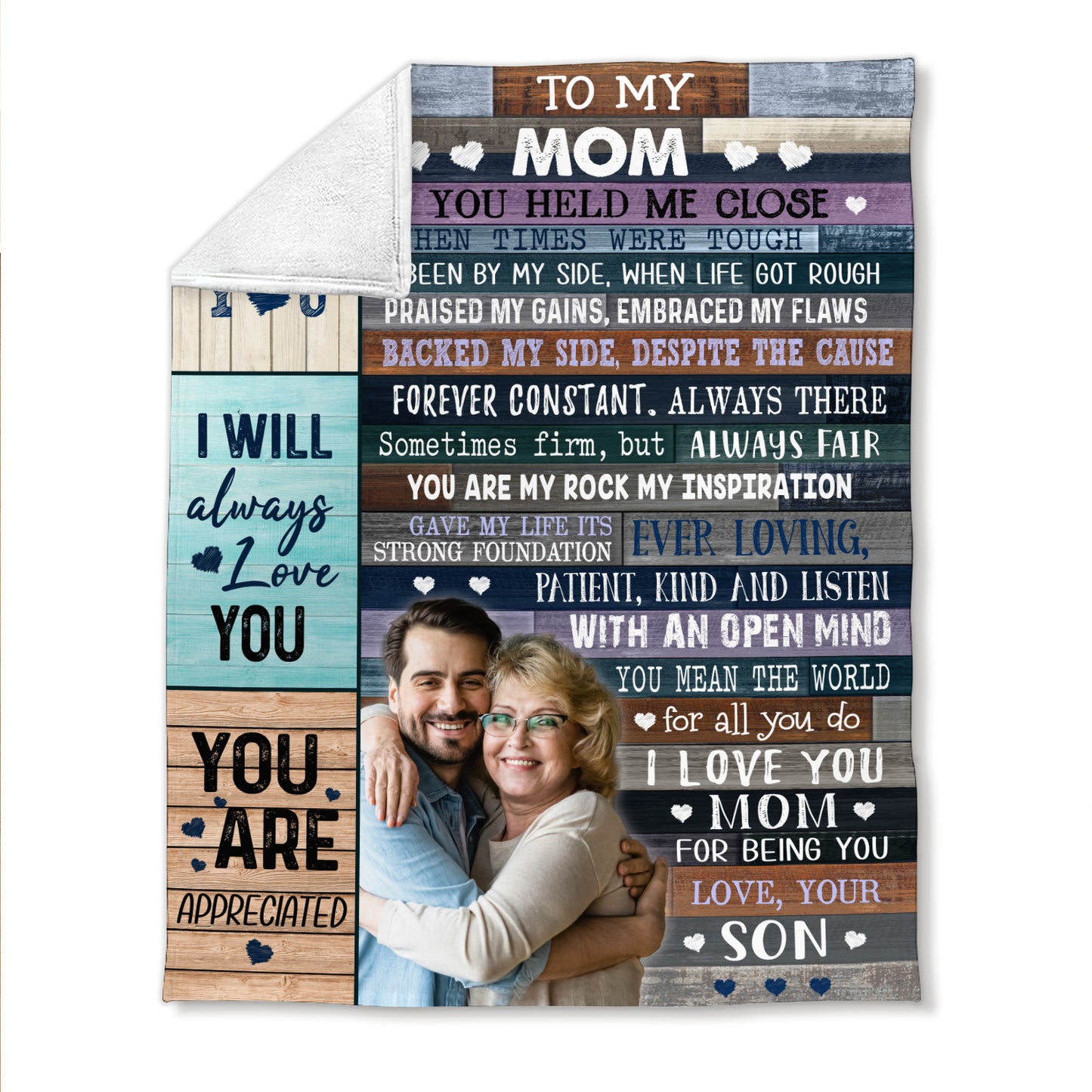 To My Mom You Held Me Close Custom Image Fleece Blanket