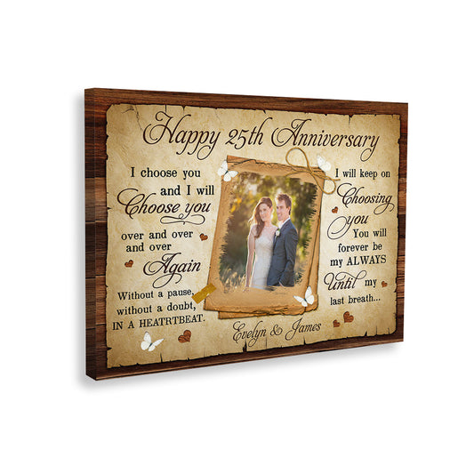 Personalized Happy 25 Years Anniversary Canvas Valentine Gifts