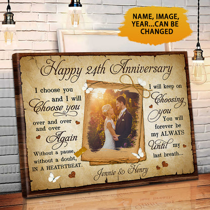 Personalized Happy 24 Years Anniversary Prints Wall Art Valentine Gifts