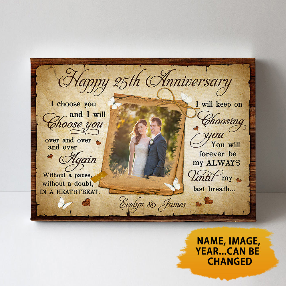 Personalized Happy 25 Years Anniversary Canvas Valentine Gifts