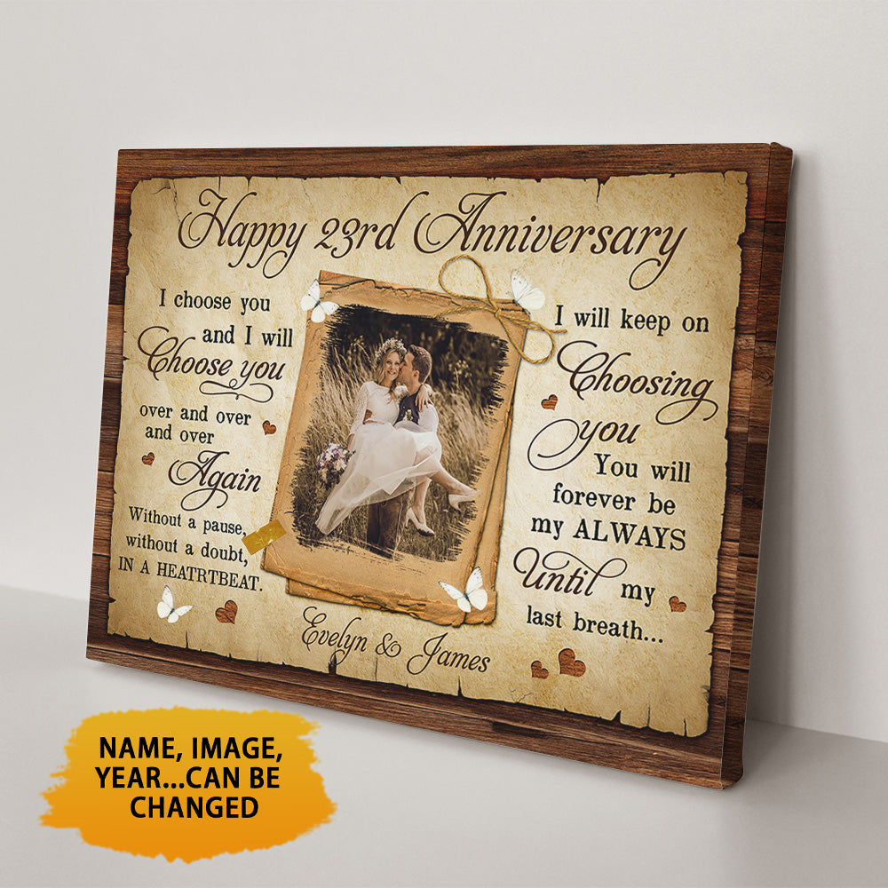 Personalized Happy 23 Years Anniversary Canvas Valentine Gifts