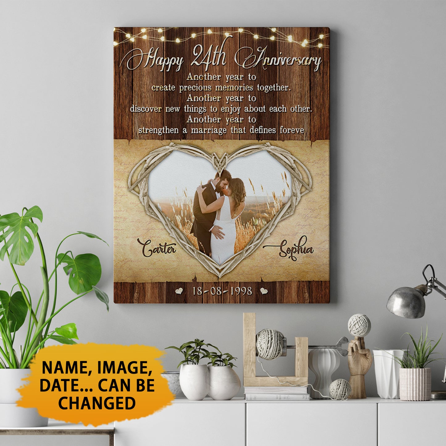 Personalized Love Of A Lifetime - 24th Anniversary Canvas