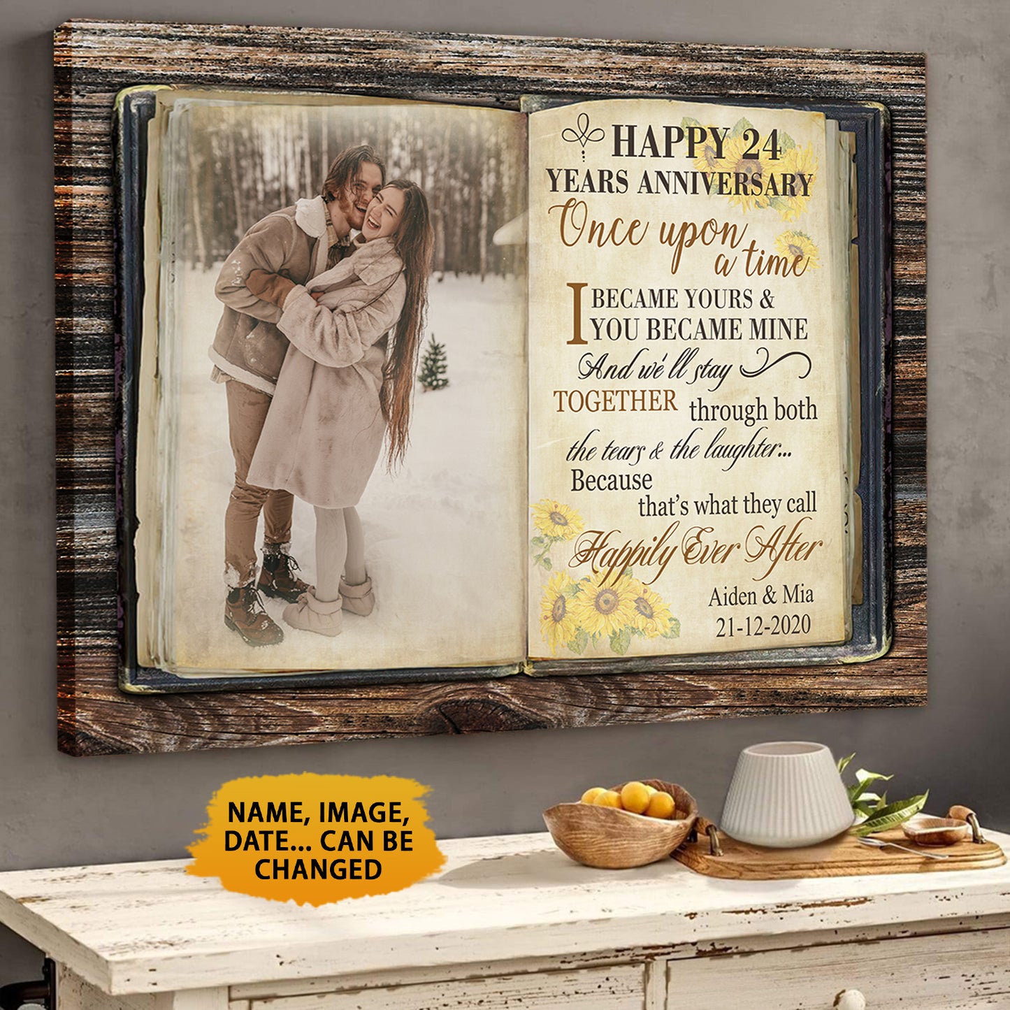 Personalized Happy 24 Years Anniversary Canvas Once Upon A Time