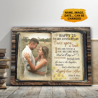 Personalized Happy 25 Years Anniversary - Once Upon A Time Canvas