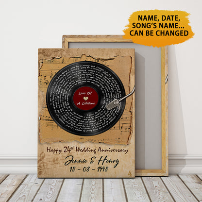Personalized Love Of A Lifetime - Music Lyrics Song Anniversary Canvas