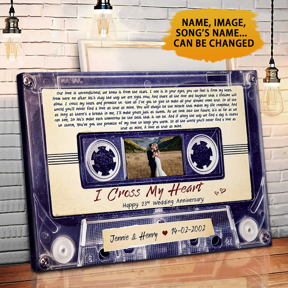 Personalized I Cross My Heart Music Lyrics Song 23rd Anniversary Canvas