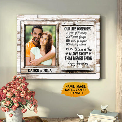 Personalized Our Life Together, 21 Years Of Marriage Anniversary Canvas