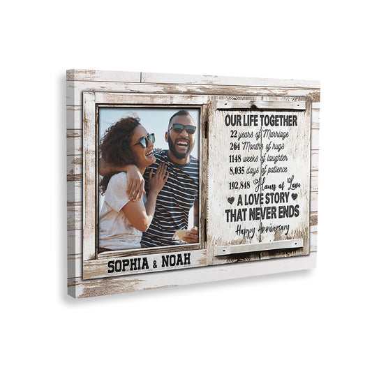 Personalized Our Life Together, 22 Years Of Marriage Anniversary Canvas