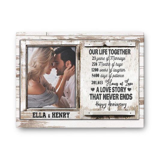 Personalized Our Life Together, 23 Years Of Marriage Canvas