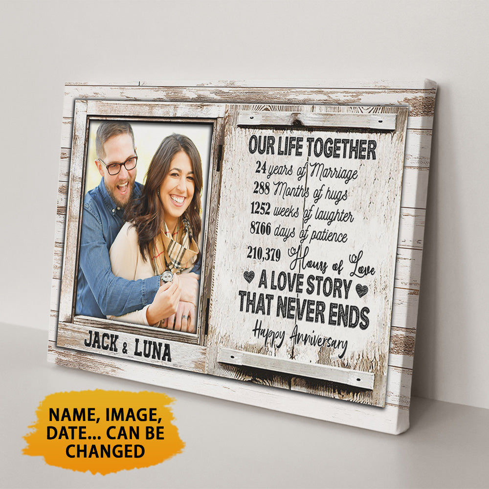 Personalized Our Life Together, 24 Years Of Marriage Canvas