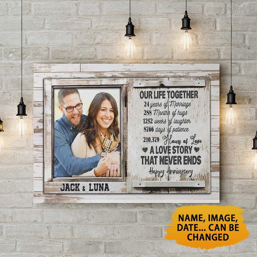 Personalized Our Life Together, 24 Years Of Marriage Canvas