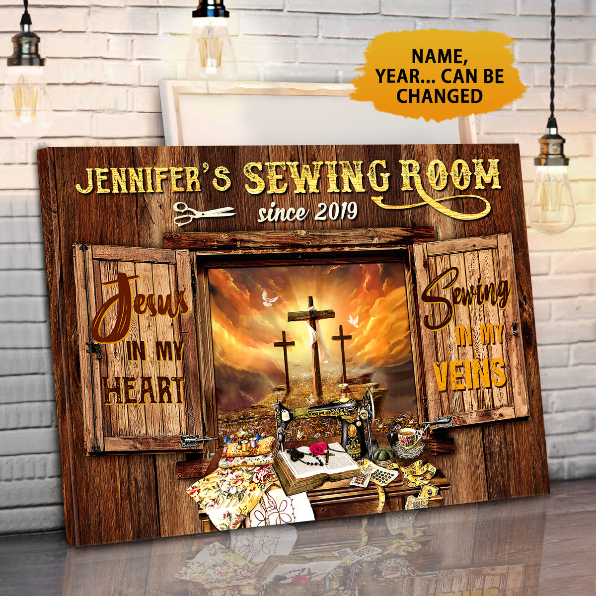 Sewing Room Jesus In My Heart Sewing In My Vein Canvas