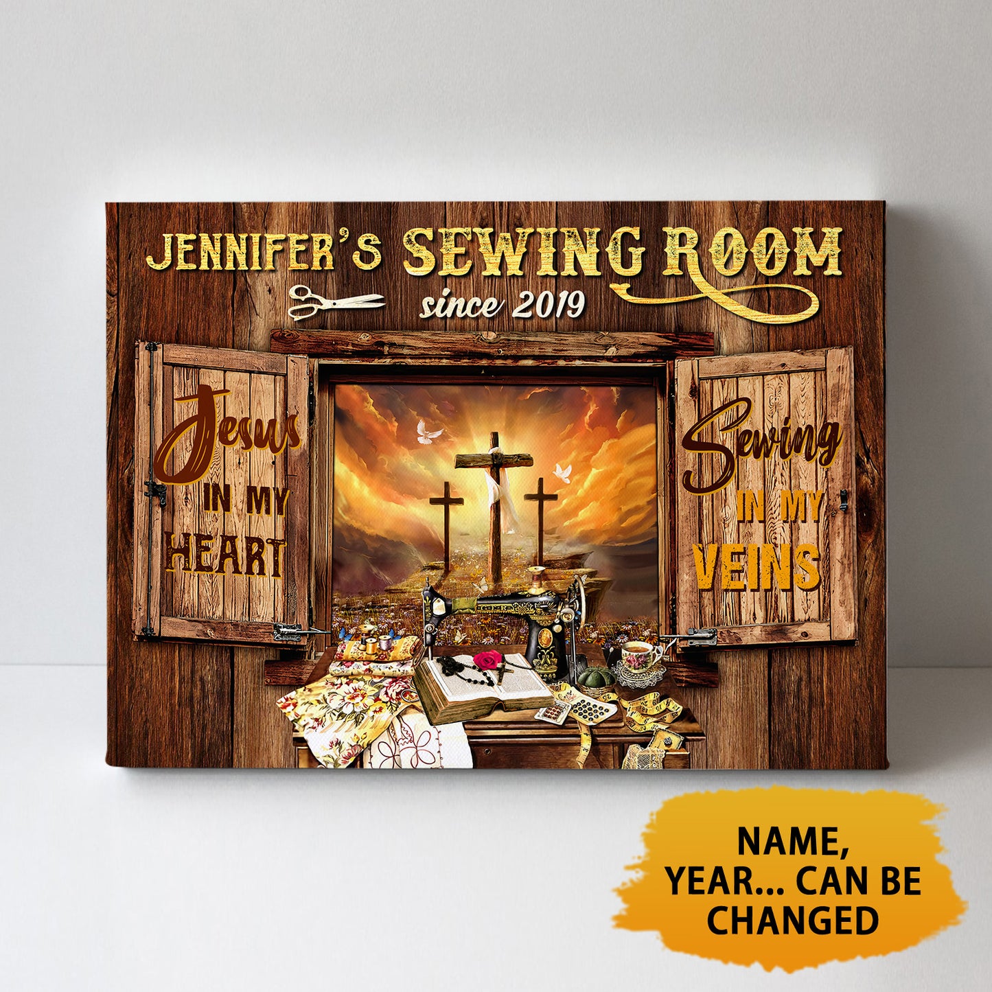 Sewing Room Jesus In My Heart Sewing In My Vein Canvas