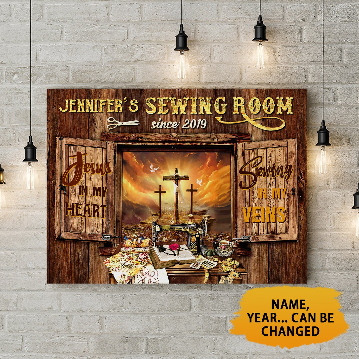 Sewing Room Jesus In My Heart Sewing In My Vein Canvas