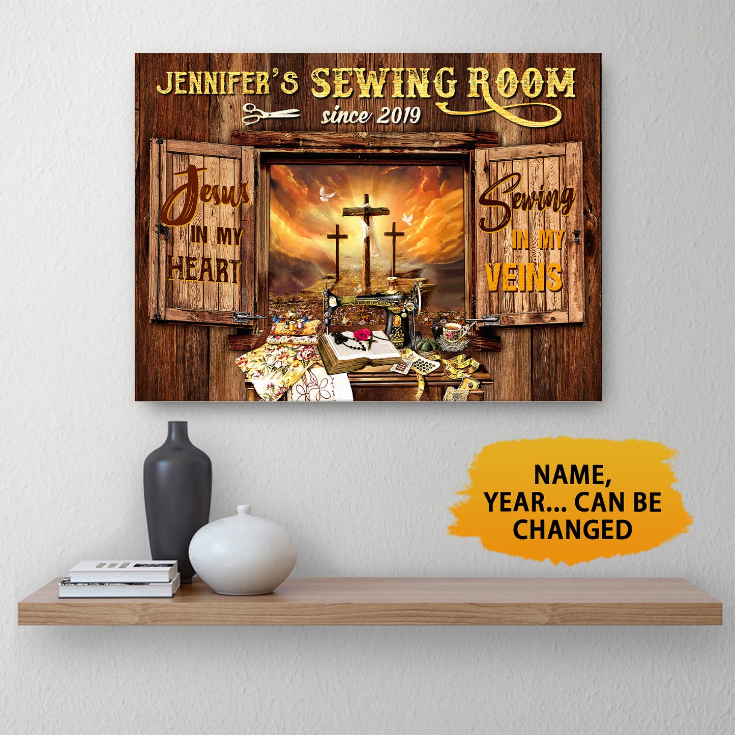 Sewing Room Jesus In My Heart Sewing In My Vein Canvas