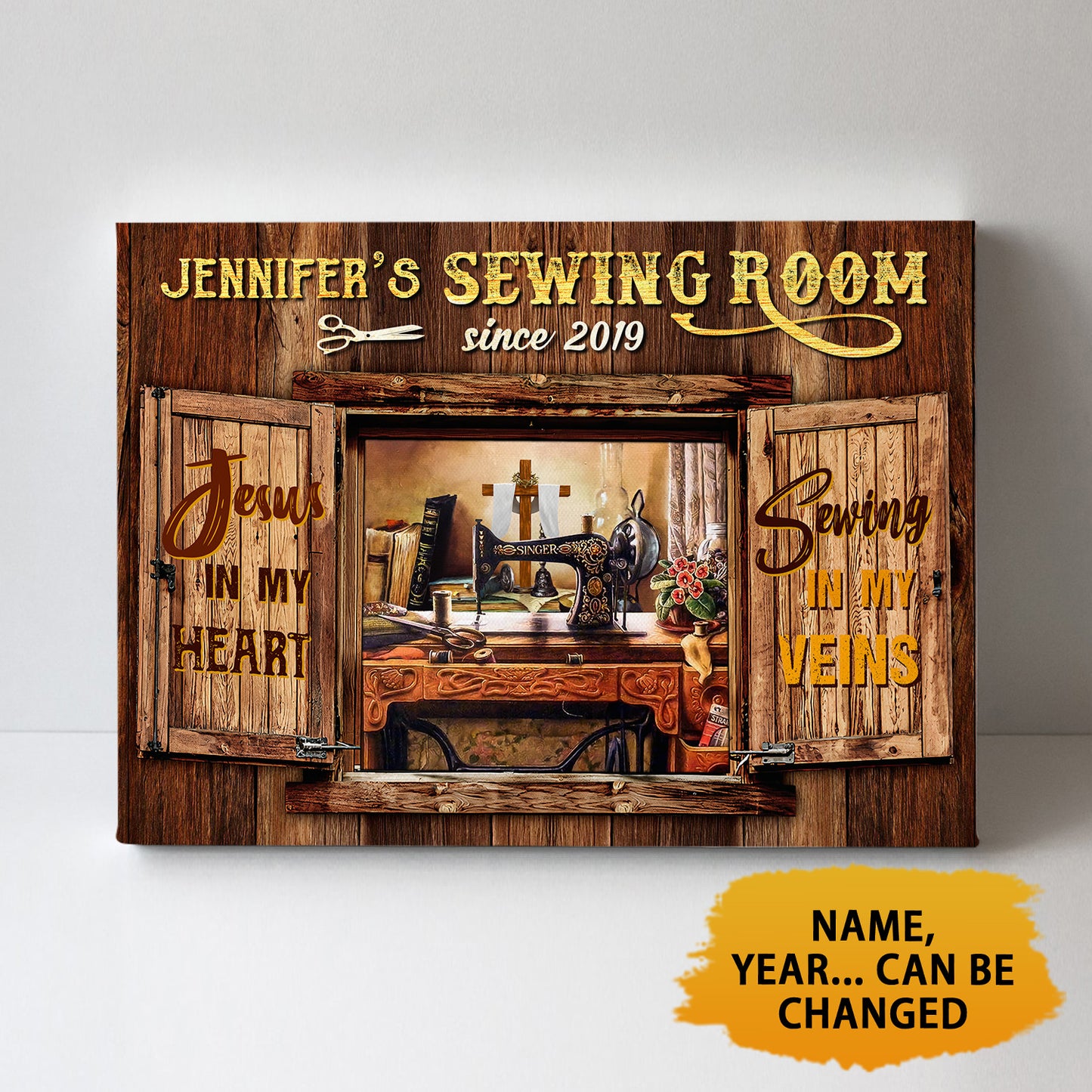 Sewing Room Jesus In My Heart Sewing In My Vein Canvas