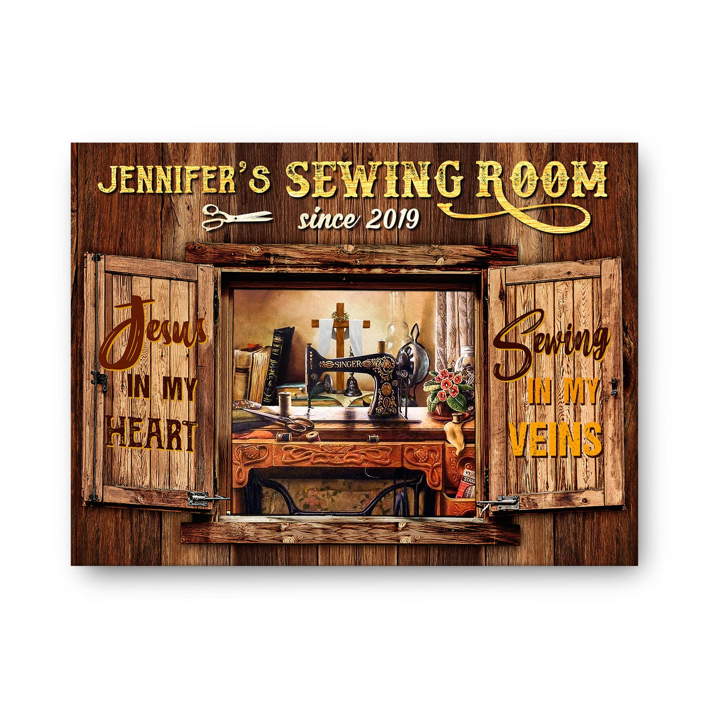 Sewing Room Jesus In My Heart Sewing In My Vein Canvas