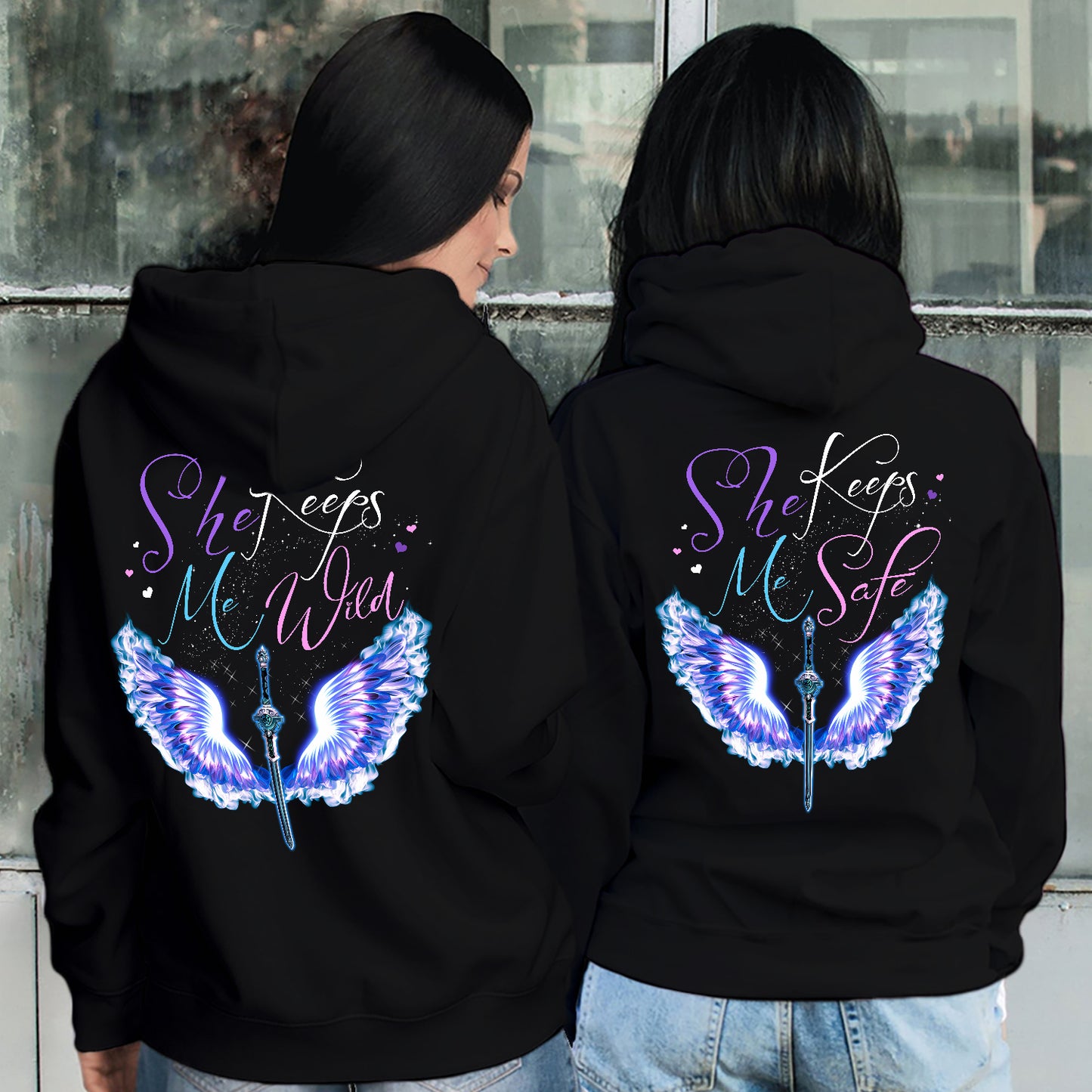 She Keeps Me Safe - She Keeps Me Wild Matching Hoodie