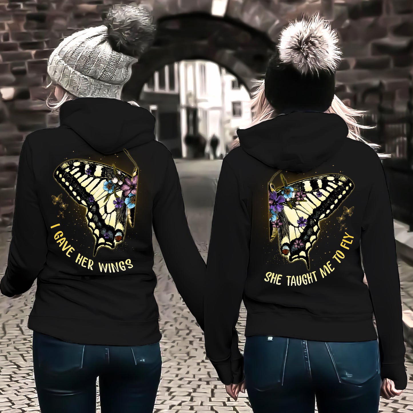 I Gave Her Wings She Taught Me To Fly Matching Hoodie