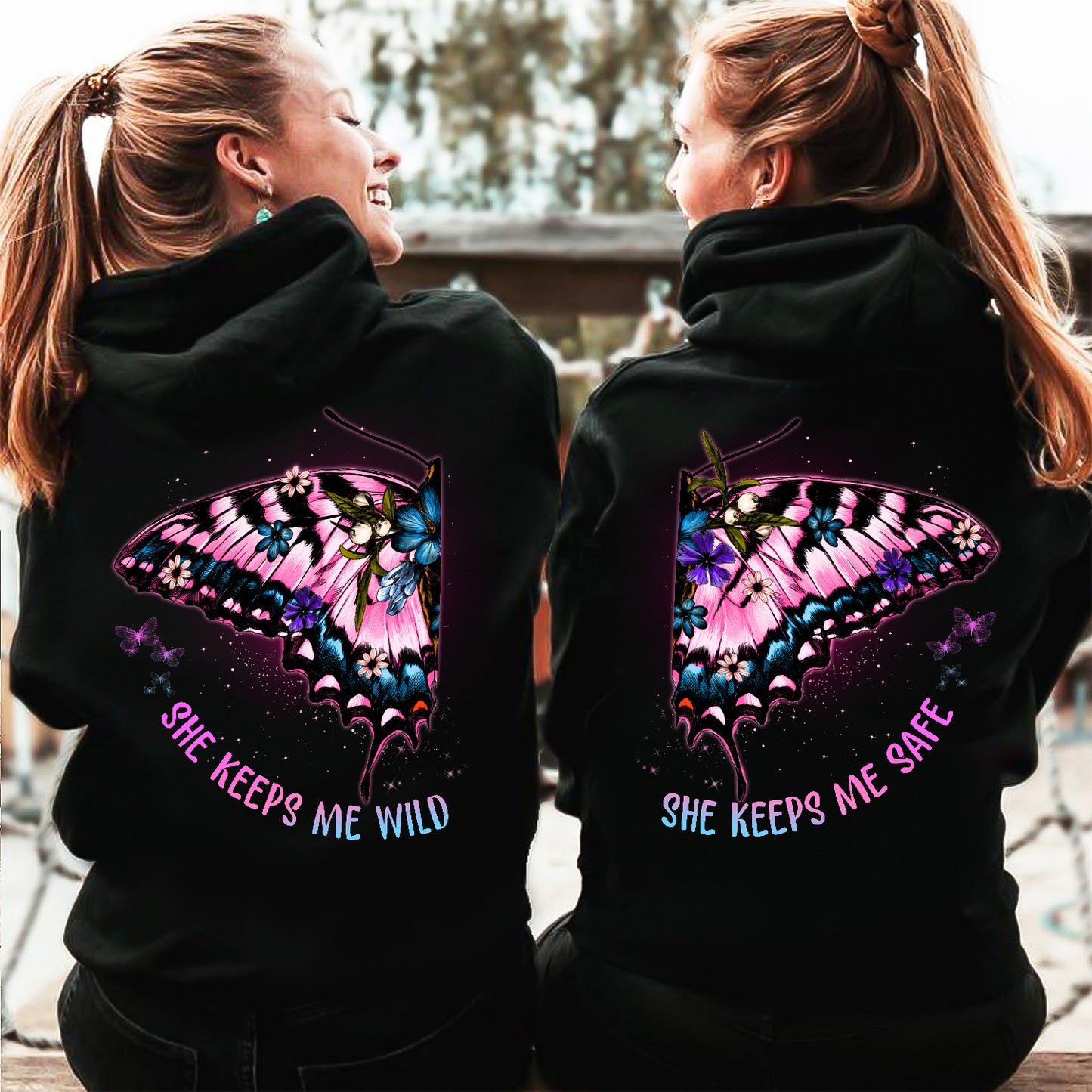 She Keeps Me Wild - She Keeps Me Safe Matching Hoodie