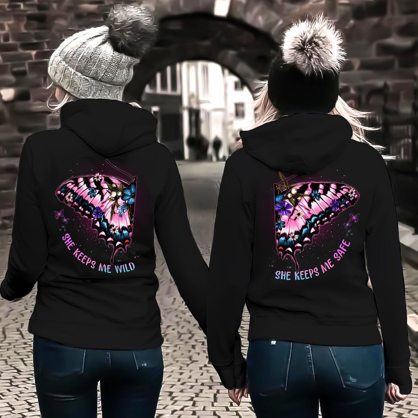 She Keeps Me Wild - She Keeps Me Safe Matching Hoodie