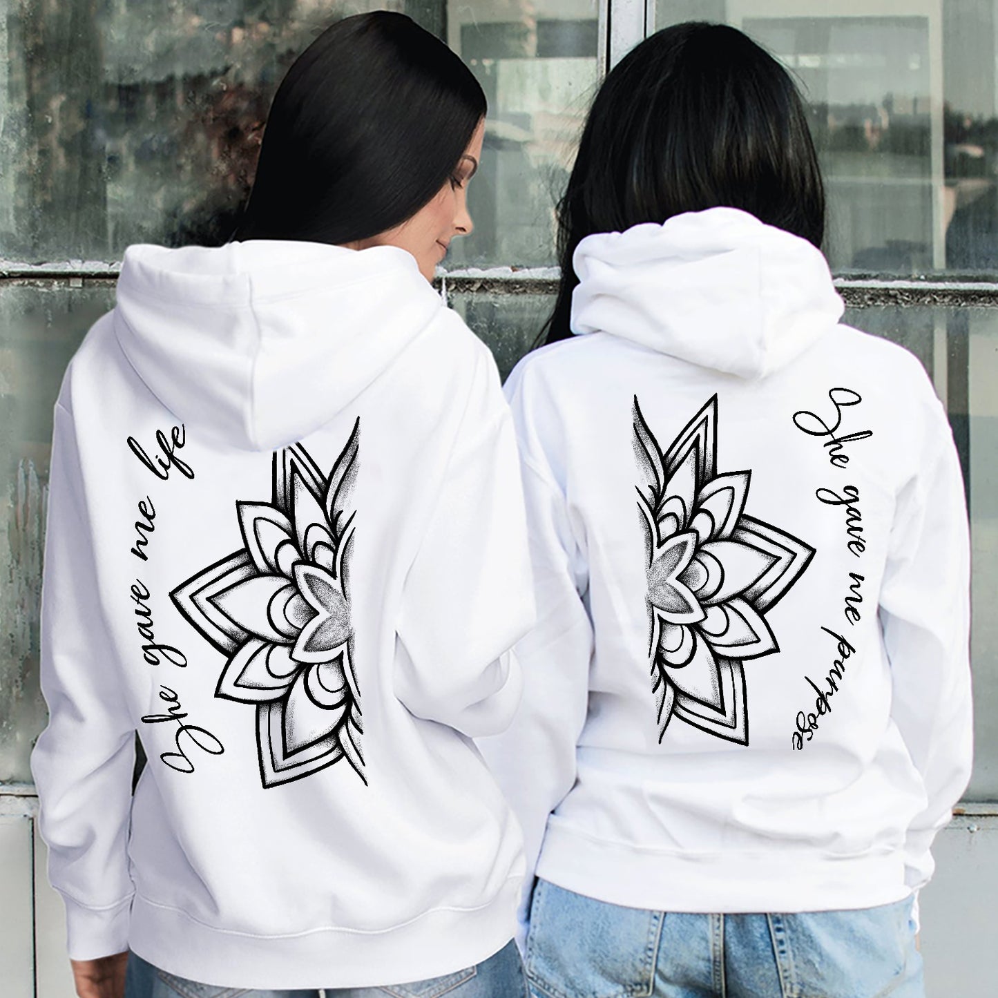 Couple Bestie She Gave Me Life She Gave Me Purpose -  Matching Hoodie Personalizedwitch For Best Friends