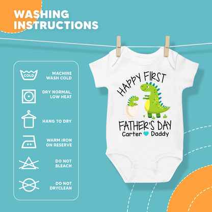 Happy First Fathers Day Papasaurus Dad & Baby Custom Matching Outfit