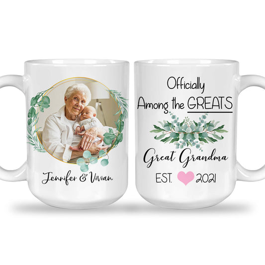 Officially Among The Greats Great Grandma Custom Mug