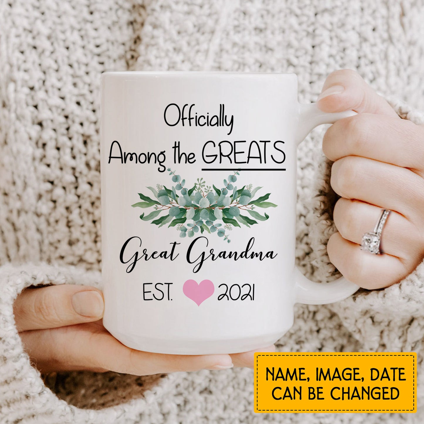 Officially Among The Greats Great Grandma Custom Mug