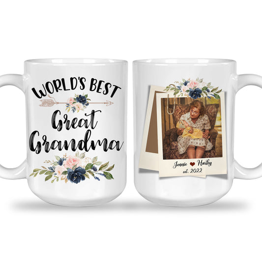 World’s Best Great Grandma Custom Mug With Your Photo, Name & Date