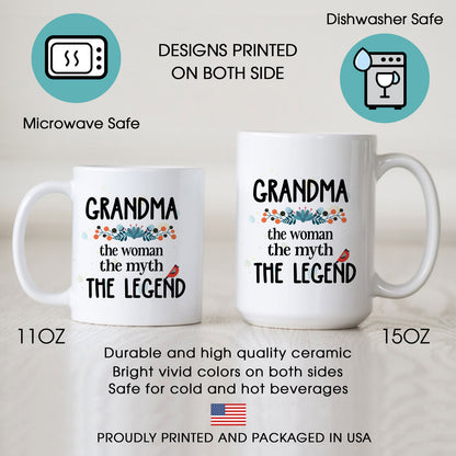 Grandma The Woman The Myth The Legend Custom Mug With Your Name & Photo