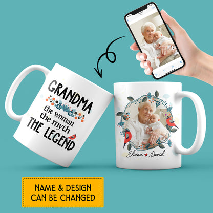 Grandma The Woman The Myth The Legend Custom Mug With Your Name & Photo