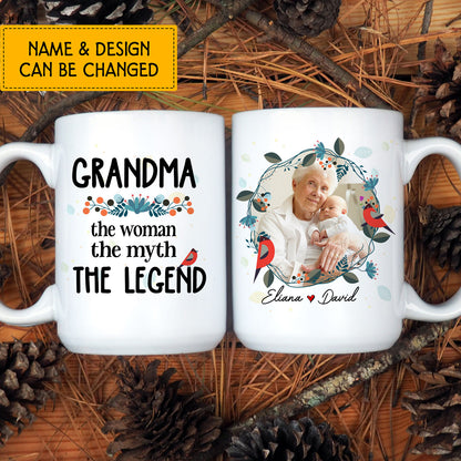 Grandma The Woman The Myth The Legend Custom Mug With Your Name & Photo