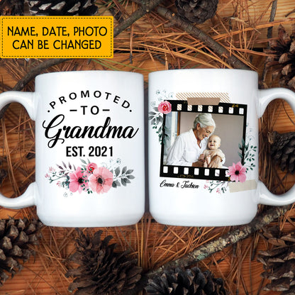 Promoted to Grandma Custom Mug With Your Name & Photo
