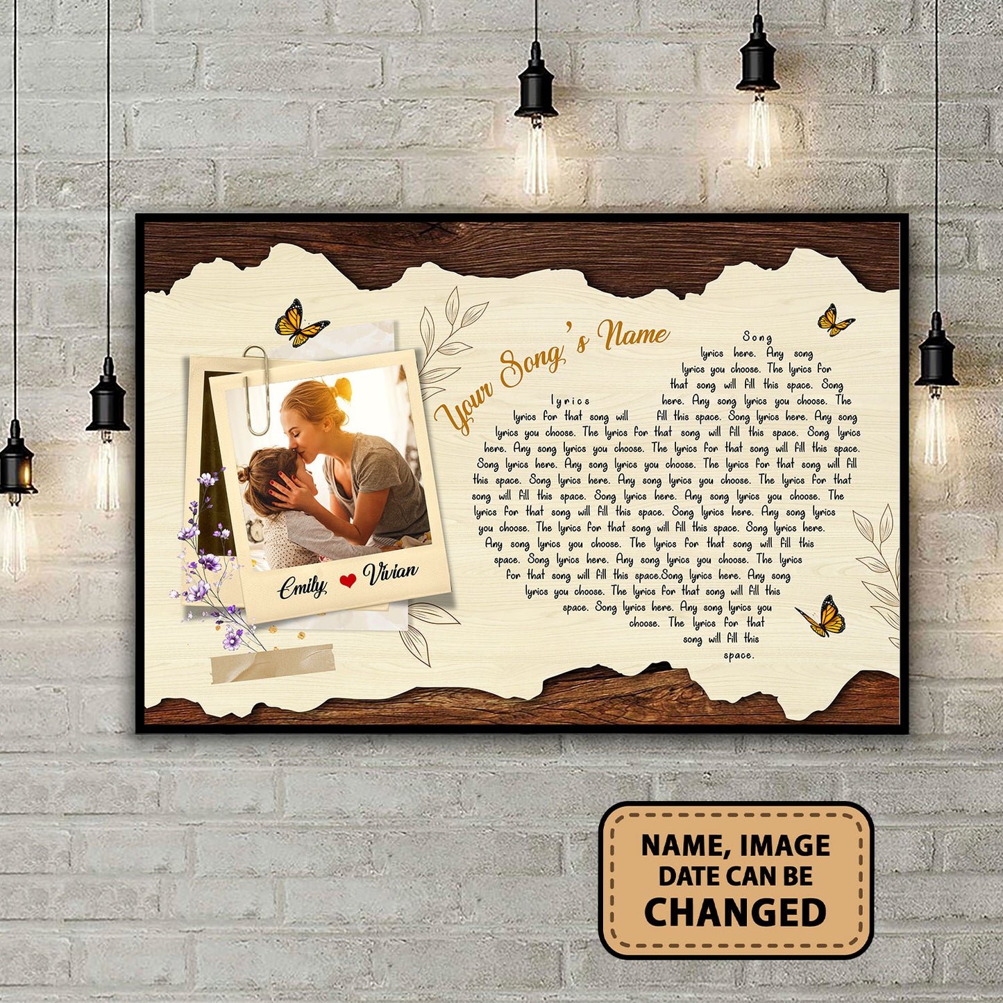 Personalized Song Lyrics Record Custom Poster With Your Name & Photo
