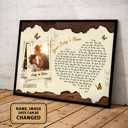 Personalized Song Lyrics Record Custom Poster With Your Name & Photo