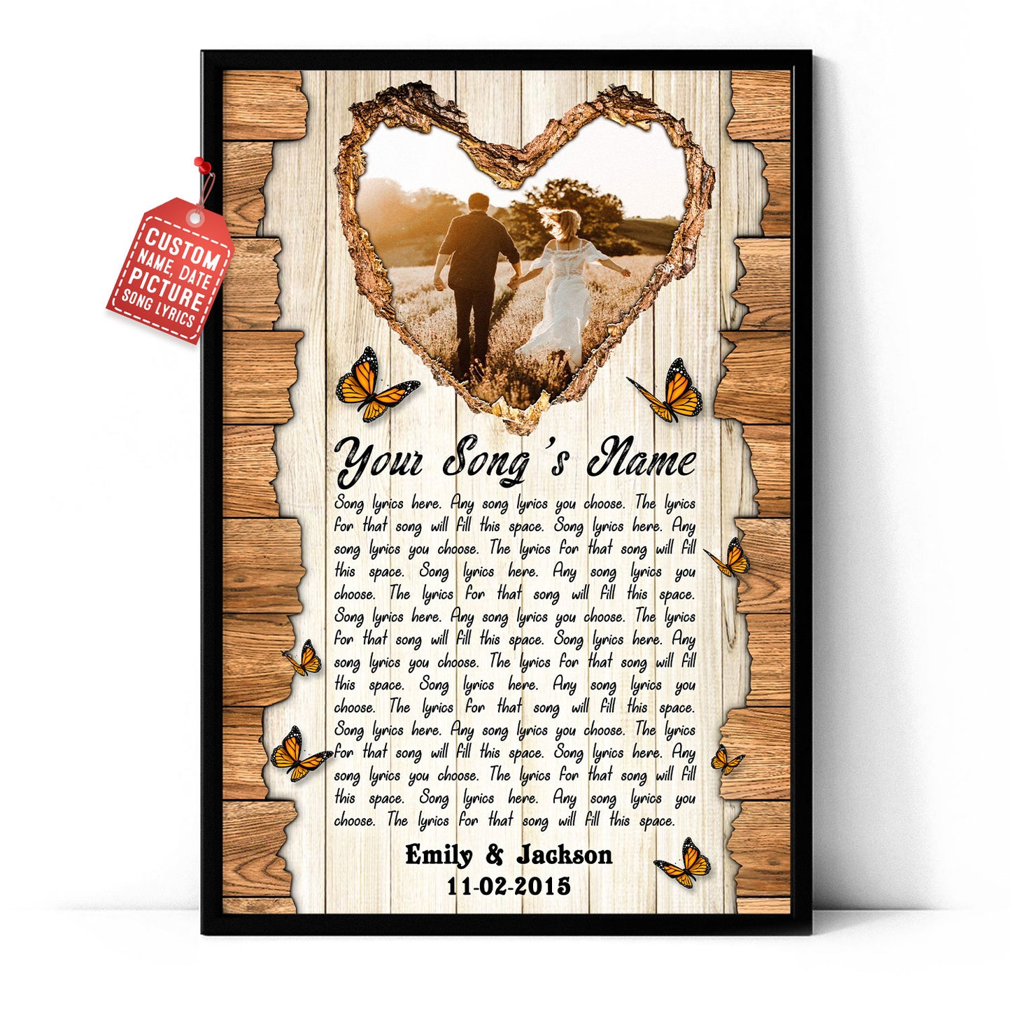 Personalized Song Lyrics Record Custom Poster With Your Photo