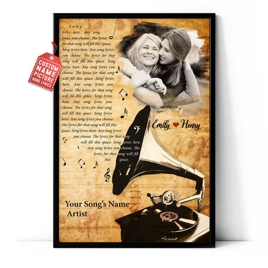 Mom And Daughter Song Lyrics Vintage Record Custom Image Poster