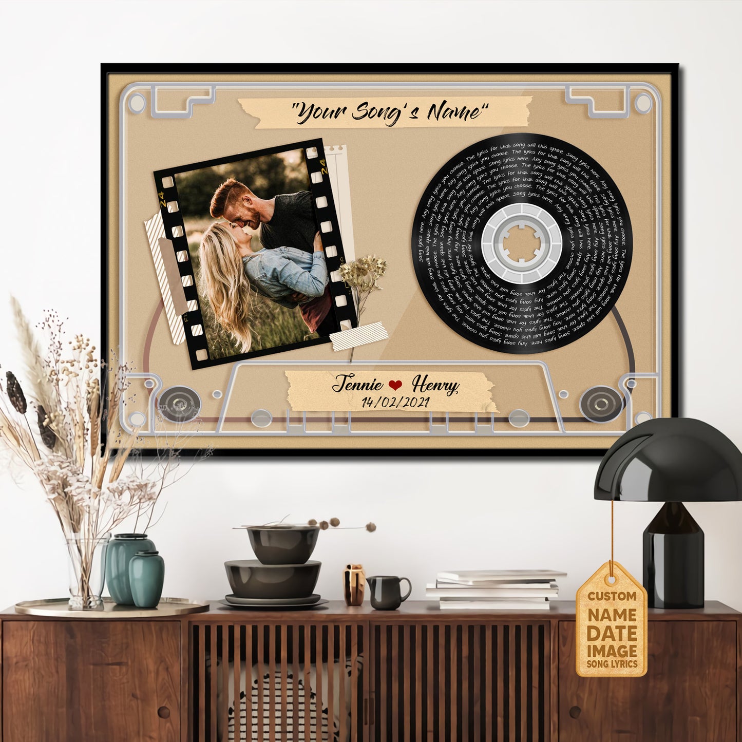 Lyrics Song Prints, Customized Photo Music Cassettes-Tape Text Poster