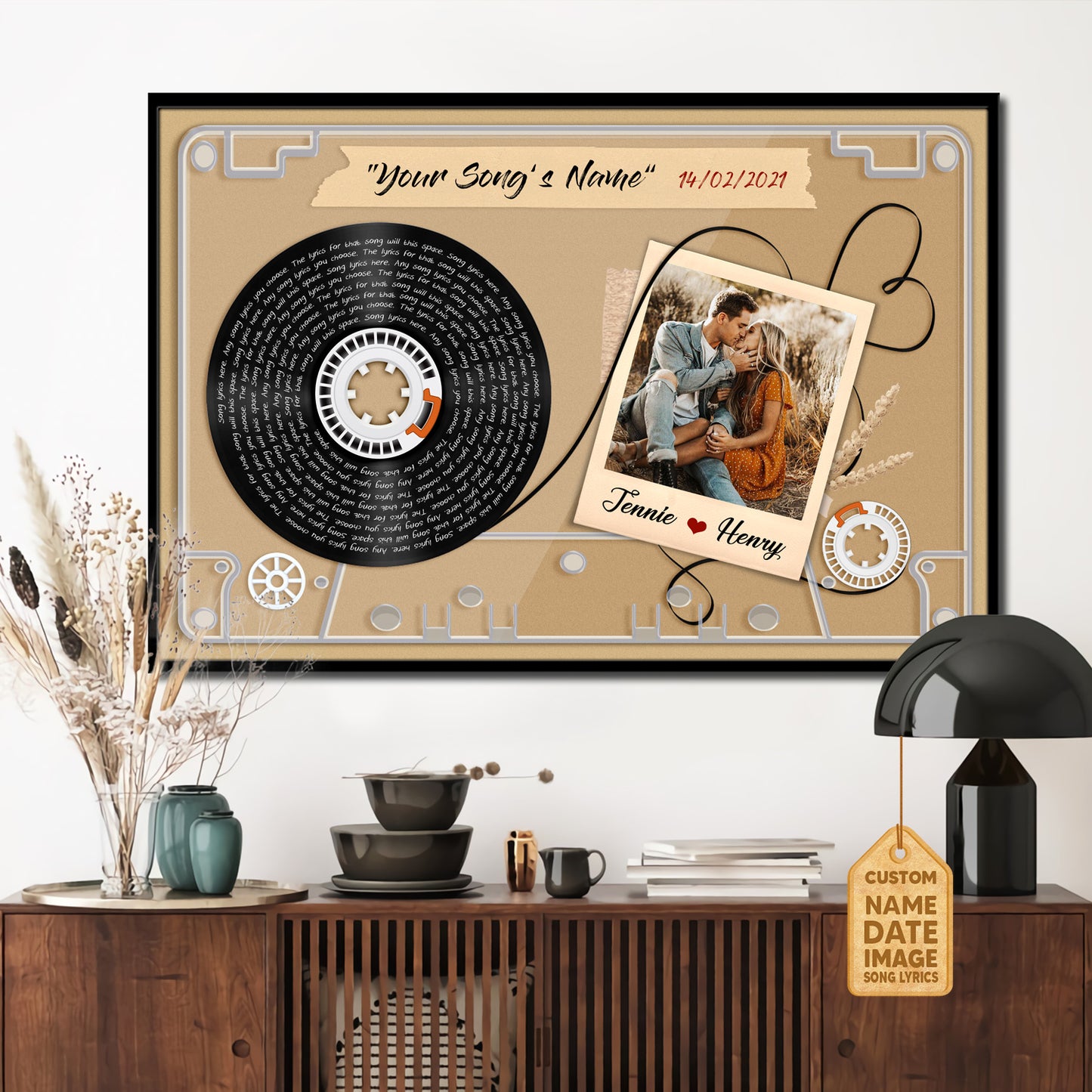 Lyrics Song Prints, Customized Image Music Cassettes-Tape Text Poster